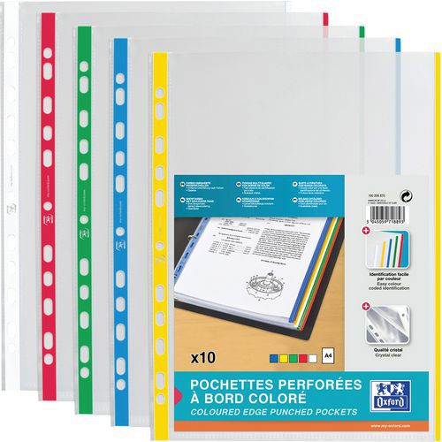Busta perforata Oxford sacc10 A4 PP90 liscia bordo assort,
