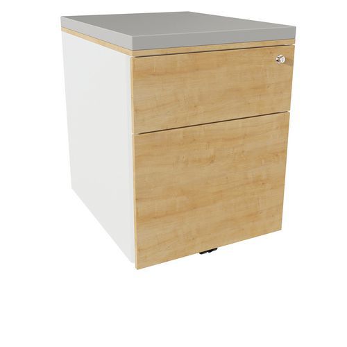 Cassettiera mobile 2 cassetti acc bianco/rovere ant/perla,