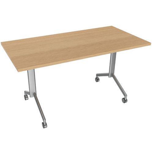 Tavolo ribaltabile dritto 140x70cm Rovere/Alluminio,