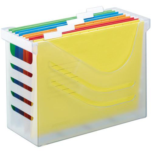 Scatola di archiviazione con 5 cartelle sospese - Bianco,