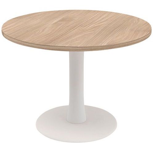 Tavolo da riunione rotondo 100cm piede a colonna Olmo/Bianco,