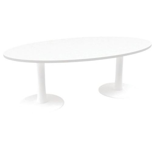 Tavolo da riunione oblungo 200cm piede a colonna Bianco/Bianco,