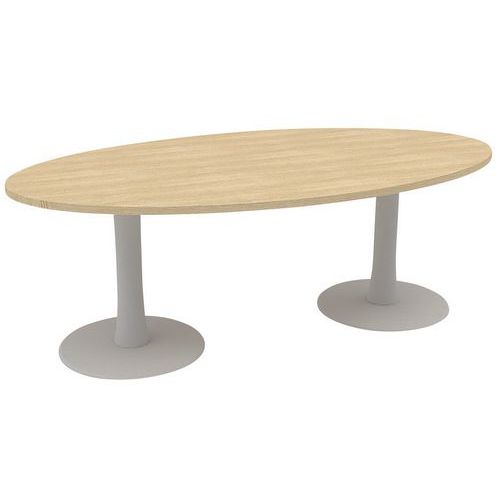 Tavolo da riunione oblungo 200cm piede a colonna Rovere/Alluminio,