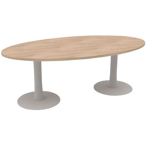 Tavolo da riunione oblungo 200cm piede a colonna Olmo/Alluminio,