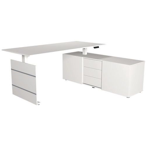 Scrivania elettrica 200 cm bianco con scomparto Move 3,