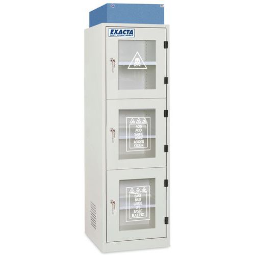 Armadio di sicurezza alto 3 ante in vetro - 3 scomparti,