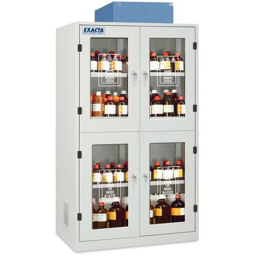 Armadio di sicurezza alto 4 ante in vetro - 4 scomparti,