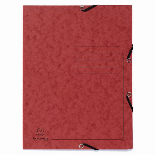 Cartellette con elastico 3 lembi in cartoncino lucido - A4 - Rosso,