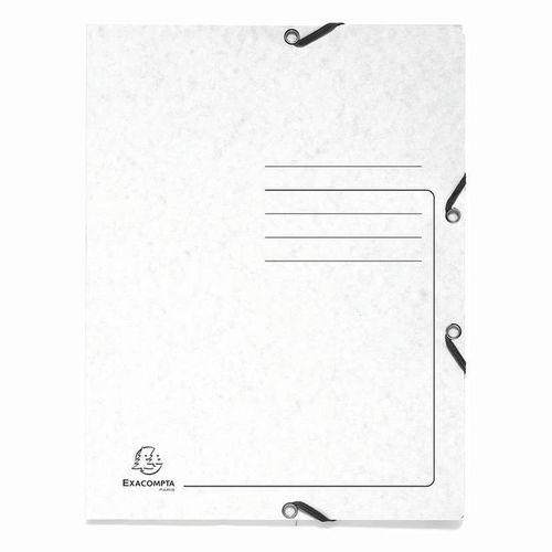 Cartellette con elastico 3 lembi in cartoncino lucido - A4 - Bianco,