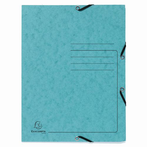 Cartellette con elastico 3 lembi in cartoncino lucido - A4 - Turchese,