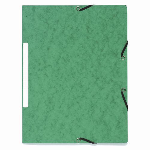 Cartellette con elastici 3 lembi cartoncino riciclato effetto marmorizzato Verde,