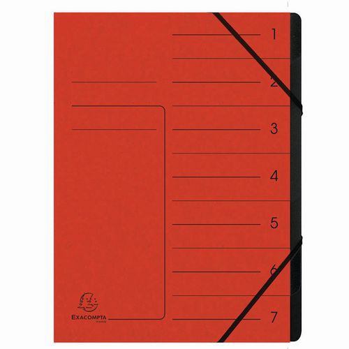 Classificatore pinzato con elastici int. nero 7 scomp. A4 Rosso,