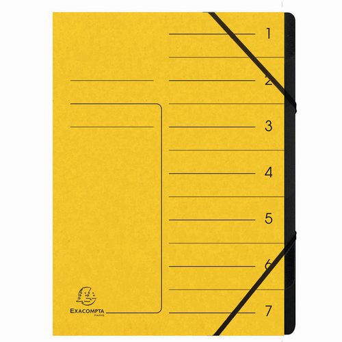 Classificatore pinzato con elastici int. nero 7 scomp. A4 Giallo,