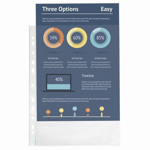 Confezione da 100 x 5 bust. perf. PP Premium 8/100 A4 - Crystal,