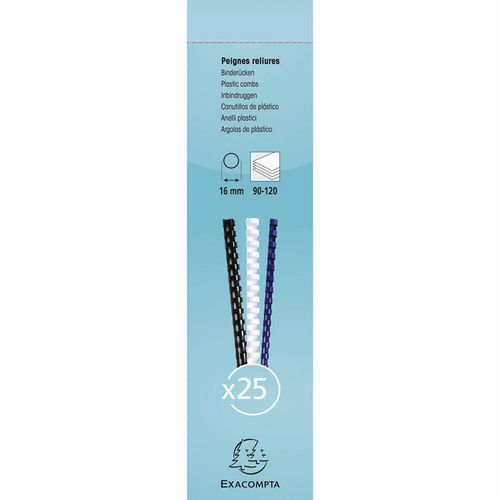 Confezione da 25 rilegature a spirale in plastica 16 mm - Bianco,