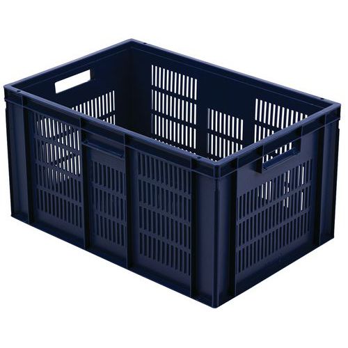 Contenitore impilabile 60 L pareti forate fondo pieno 600x400x319,