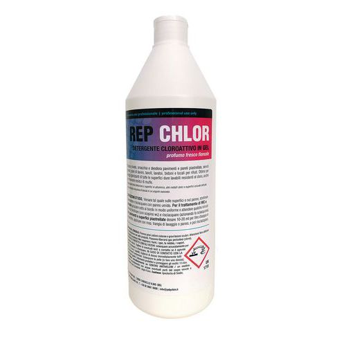 Confezione di 12 flaconi da 1 litro di detergente clorattivo REP CHLOR,