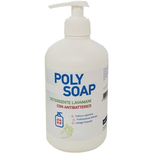 Detergente lavamani con antimicrobico Polysoap - 12 pezzi da 500 ml,