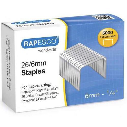 Scatola da 5000 punti 26/6 galvanizz per cucitrice -Rapesco,