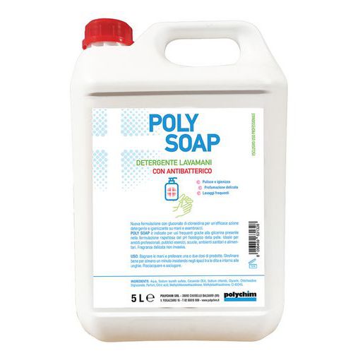 Detergente lavamani con antimicrobico Polysoap  - 4 pezzi  da 5 L,