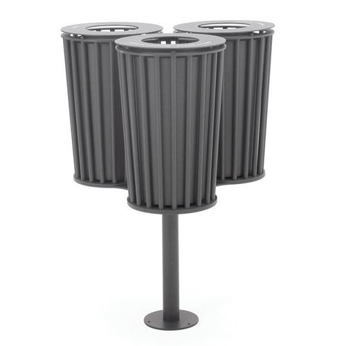 Pattumiera per esterni tripla inossidabile - Grigio,