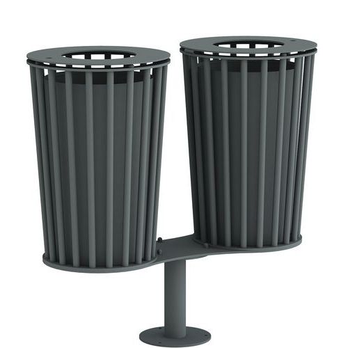 Pattumiera per esterni doppia inossidabile - Grigio,