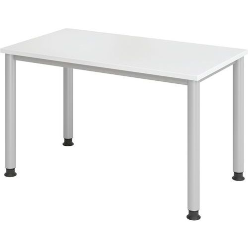 Scrivania dritta piedi rotondi 120 cm bianco,