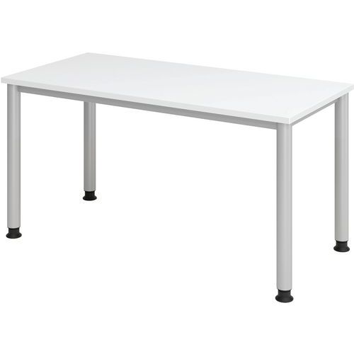 Scrivania dritta piedi rotondi 140 cm bianco,