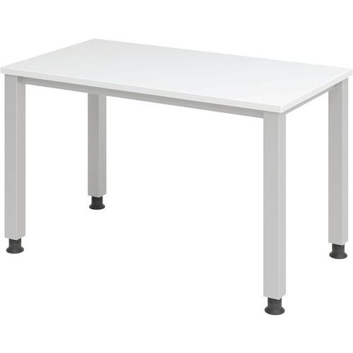 Scrivania dritta piedi quadrati 120 cm bianco,