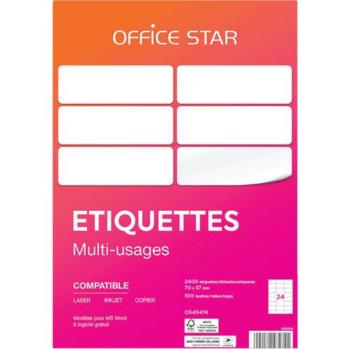 2400 ETICHETTE OFFICE STAR 70 x 37 MM,
