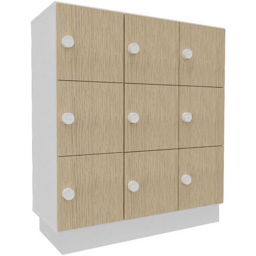 Armadietto 9 scomp L 117xA 119 bianco/ante rov con venature,