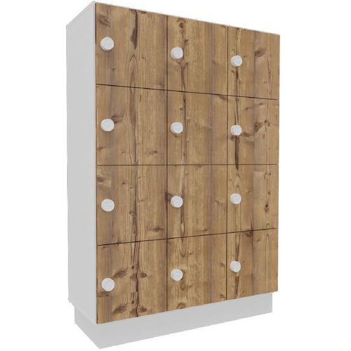 Armadietto 12 scomparti L 117xA 157,5 bianco/ante legno,