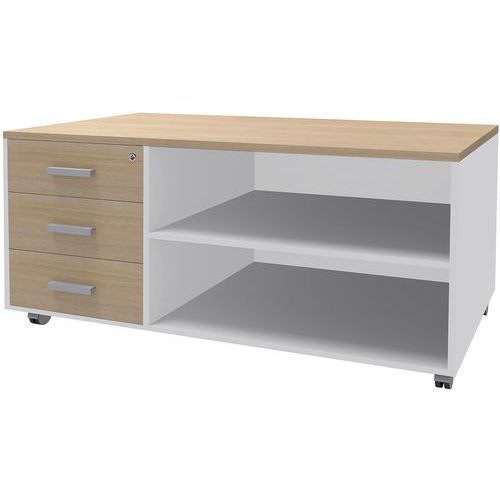 Console mobile 3 cassetti 120x60 bianco/rovere chiaro,