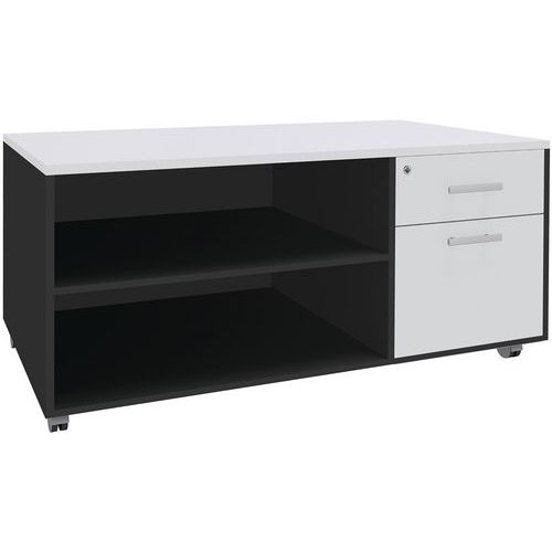 Console mobile 2 cassetti 1 cart sosp 120x60 bianco/carbone,