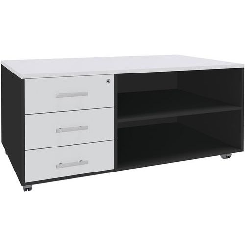Console mobile 3 cassetti 120x60 bianco/carbone,