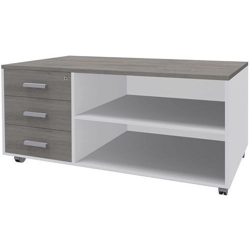 Console mobile 3 cassetti 120x60 bianco/rovere grigio,