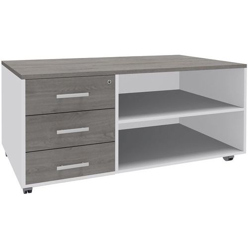 Console mobile 3 cassetti 120x60 rovere rov grigio/bianco,
