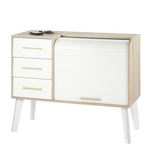 Console di stoccaggio Arès L110xP44xA88 rovere/bianco,