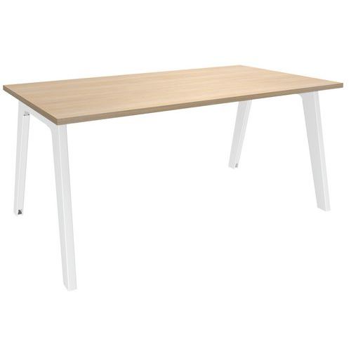 Scrivania lato singolo L140xP80, rovere chiaro/bianco,