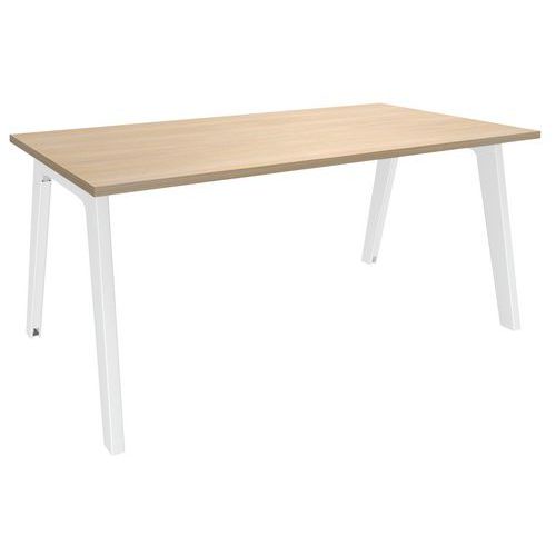 Scrivania lato singolo L180xP80, rovere chiaro/bianco,