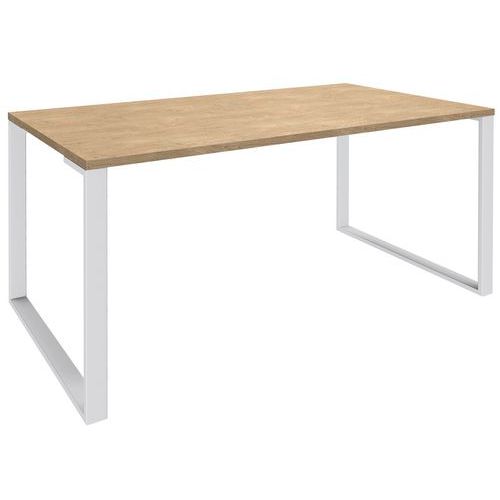 Scrivania 160x80 rovere chiaro/piedi bianco,