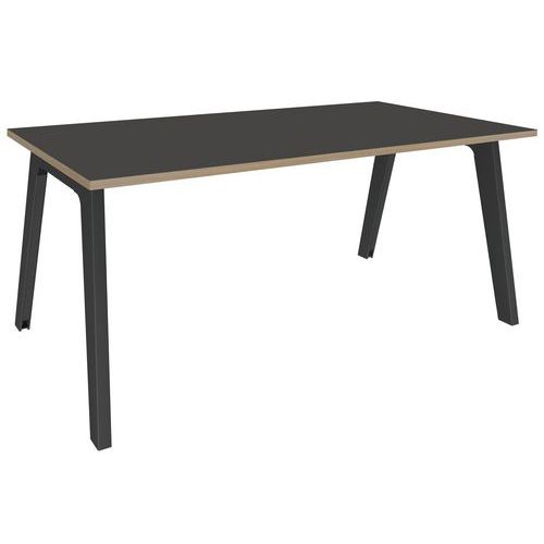 Scrivania lato singolo L140xP80, carbone/rovere chiaro/carb,