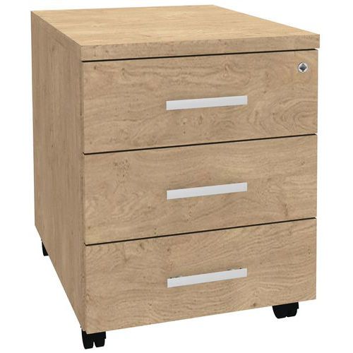 Cassettiera mobile 3 cassetti rovere chiaro/maniglia bianca,