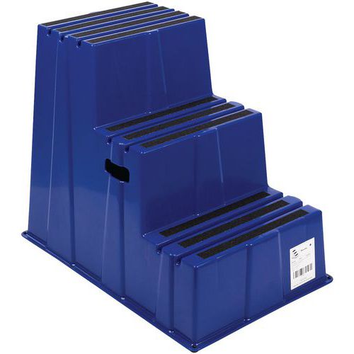 Scaletta antiscivolo - 3 gradini - blu - Manutan,