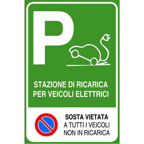 Cartello divieto - Sosta vietata-Stazione ricarica 200x300mm,