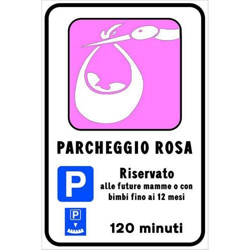 Cartello di indicazione - Parch.rosa 120 min All 350x500 mm,