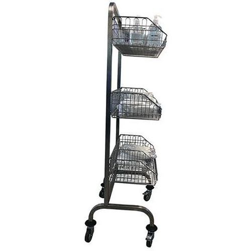Carrello per ambiente ospedaliero in inox con 3 cestelli e 6 separatori - 180 kg,