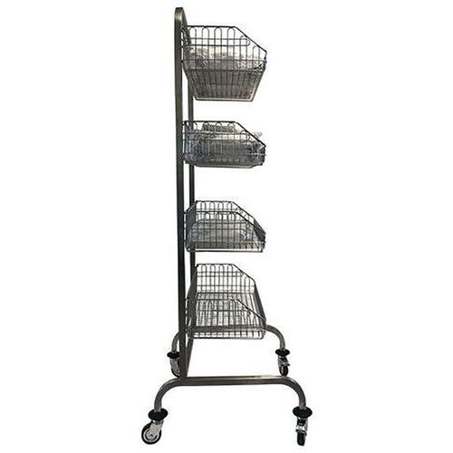 Carrello per ambiente ospedaliero in inox con 4 cestelli e 8 separatori - 240 kg,