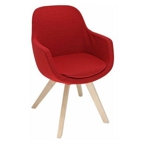 Sedia SPARTA FILI DI LUCE rosso gambe legno,