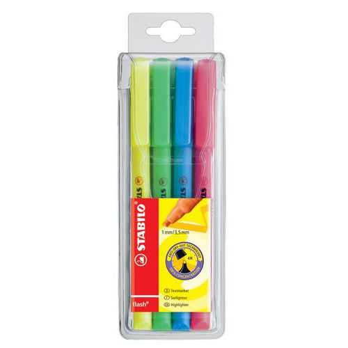 Stabilo Giallo/Blu/Verde 4 Evidenziatori Flash - Rosa,